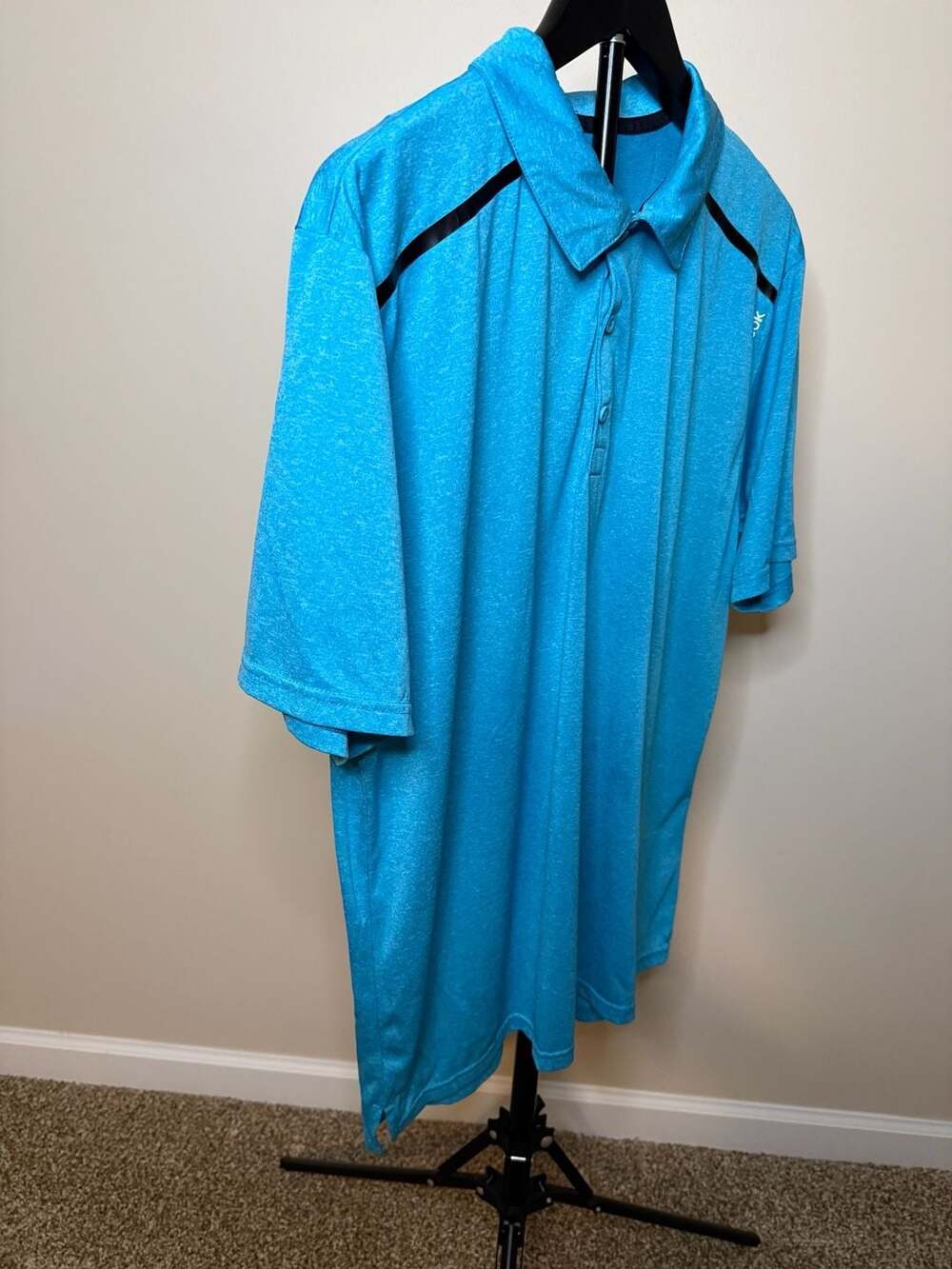 Reebok PlayDry Performance Polo Shirt Blue Size Large - Picture 4 of 6